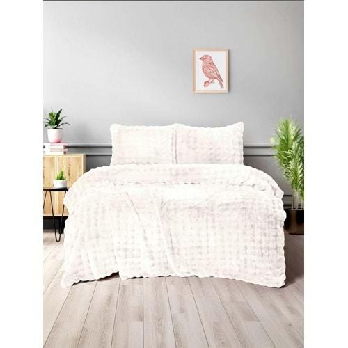 Merinos Diamond Kürk Comforter Set, Çift Kişilik Yorgan Seti (220x240)-Bubble Krem