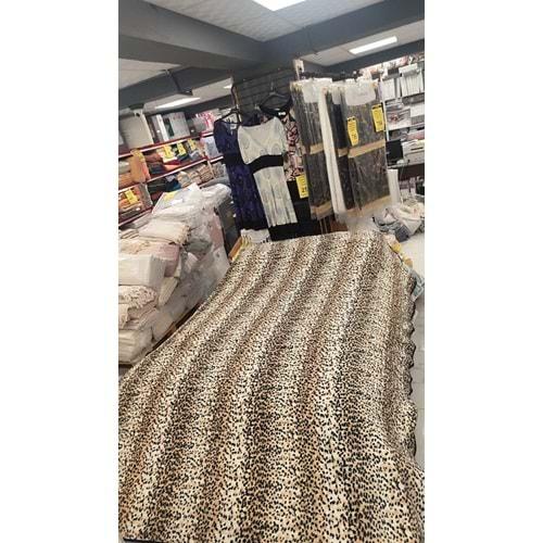Aksu Safari Çift Kişilik Ultra Yumuşak Embos Vizon Battaniye (200x240)-Leopar Bej