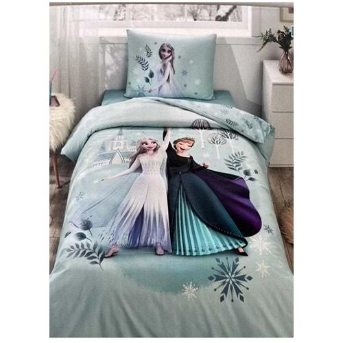 Özdilek Lisanslı Fitted Çarşaflı Tek Kişilik Çocuk Nevresim Takımı-Frozen Leaves Mint