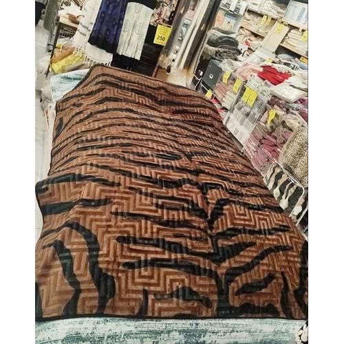 Aksu Safari Çift Kişilik Ultra Yumuşak Embos Vizon Battaniye (200x240)-Leopar Koyu Kahve Siyah