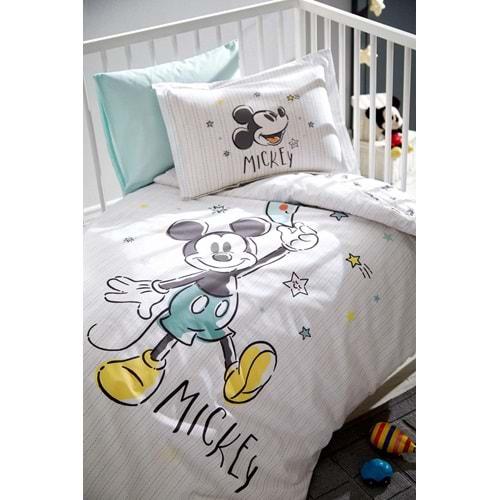Özdilek Ranforce Lisanslı Bebek Beşik Nevresim Takımı-Mickey Mouse Goodnight