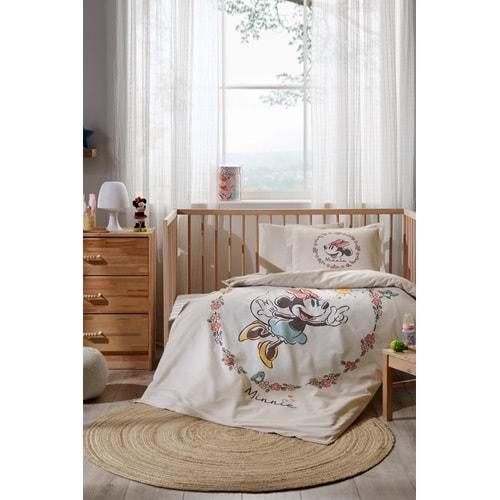 Özdilek Ranforce Lisanslı Bebek Beşik Nevresim Takımı-Minnie Mouse Sunshine