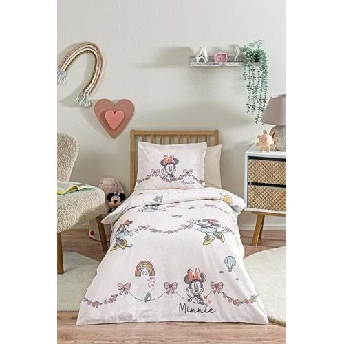 Özdilek Ranforce Lisanslı Bebek Beşik Nevresim Takımı-Minnie Mouse Bowties