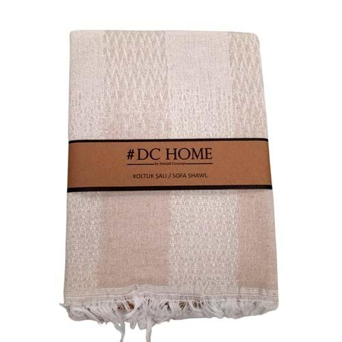 DC Jakarlı Pamuklu Kaymaz Terletmez Koltuk Örtüsü (180x240) - Krem