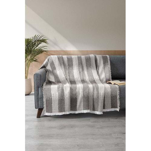 DC Jakarlı Pamuklu Kaymaz Terletmez Koltuk Örtüsü (180x240) - Kahve