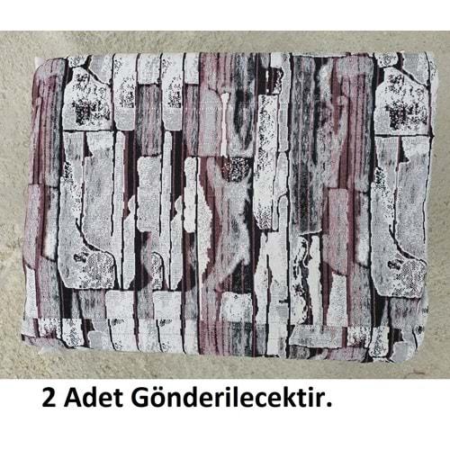 2Lİ Polo Life Savan 4m2 Pamuklu Lastiksiz Halı Örtüsü (170x245)-Taş Desen Pudra