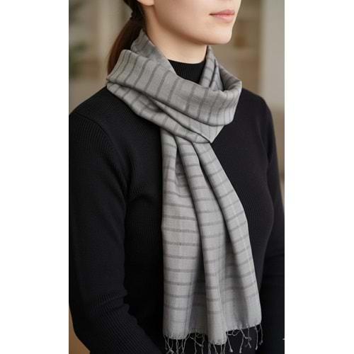 MANİSA El Dokuma ipek Şal 50*190 CM gri