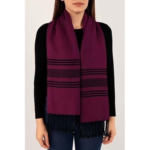 Pamuklu İp El Dokuma Şal Mürdüm / Siyah 50*190 CM MT1004