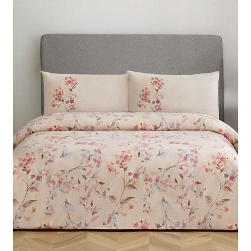 Özdilek Nev Serisi -Bej Geranium- Çift Kişilik Nevresim Takımı