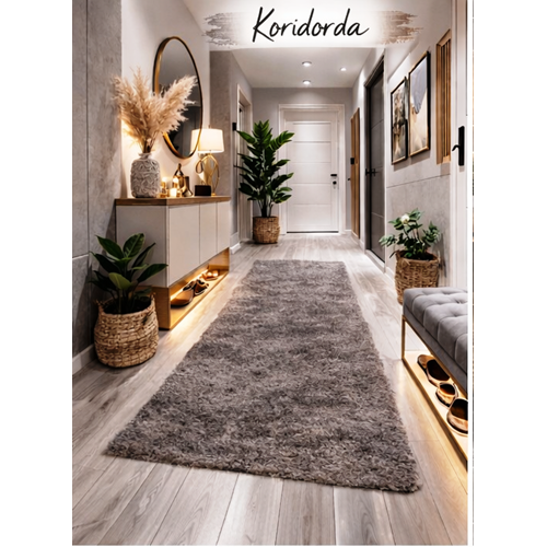 Giz Home Tilda Uzun Tüylü Post Halı (75x200)-K.Kahve