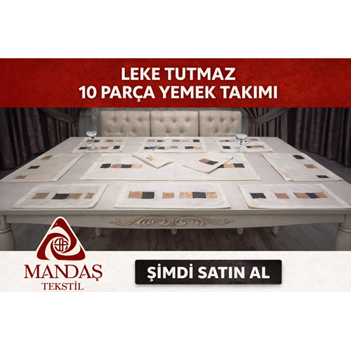 Mandaş homeward pul işlemeli 10 parça yemek seti