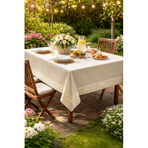 Mandaş Monika Simli dokuma dertsiz masa örtüsü 160*220 gold