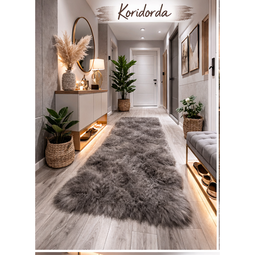 Giz Home Tilda Uzun Tüylü Post Halı (75x150)-K.Kahve