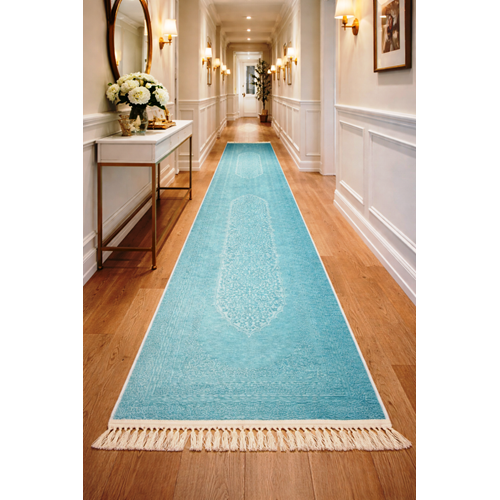 Nepal Sacakılı yolluk halı 80*300 Turkuaz